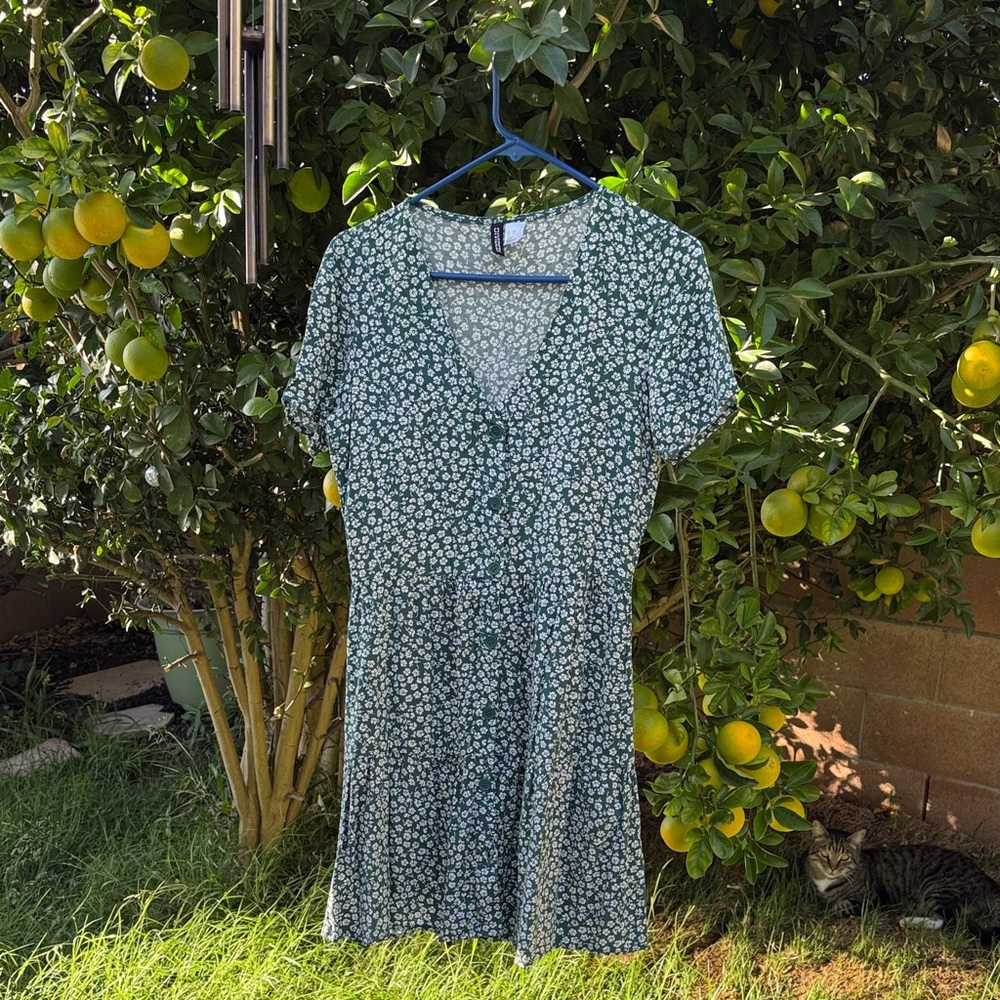Floral Vibtage Green Women's Dress